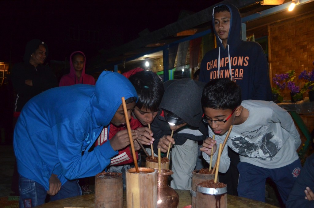 Sipping Chang in a homestay, Darap