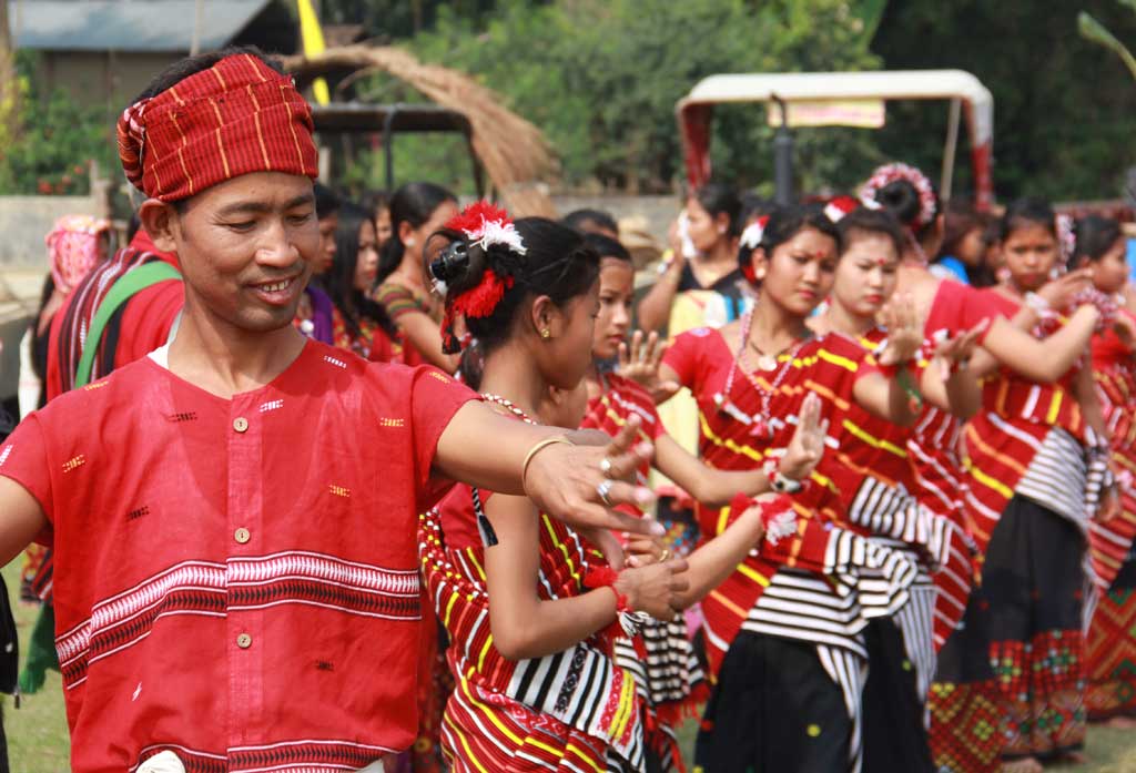 Young Mising dancers during Ali Aye Ligang