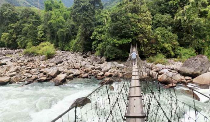 Hanging bridge in Anini on Dibang Adventure