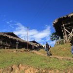 Hiking up to a village on Galo cultural trek